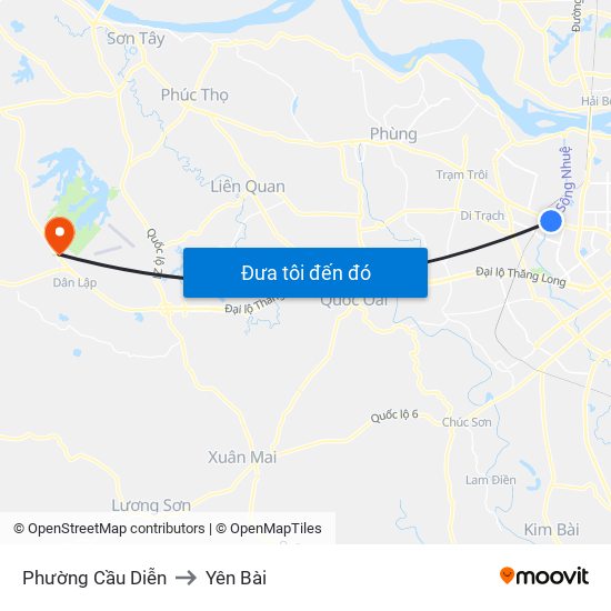 Phường Cầu Diễn to Yên Bài map