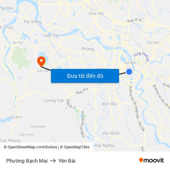 Phường Bạch Mai to Yên Bài map