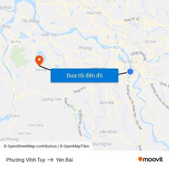 Phường Vĩnh Tuy to Yên Bài map