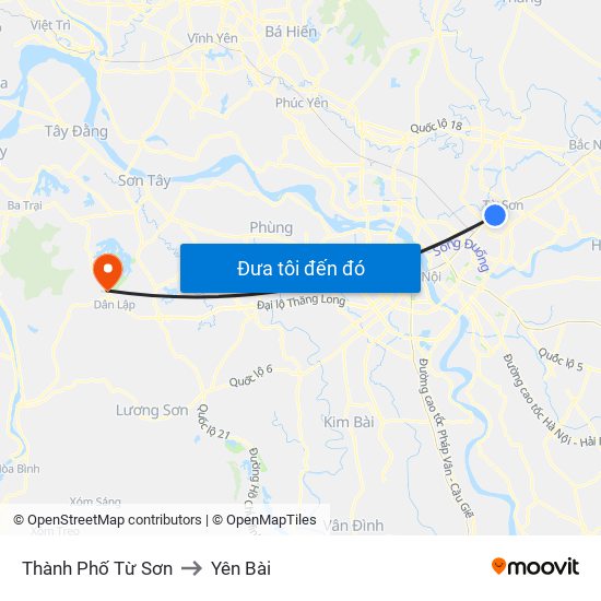 Thành Phố Từ Sơn to Yên Bài map