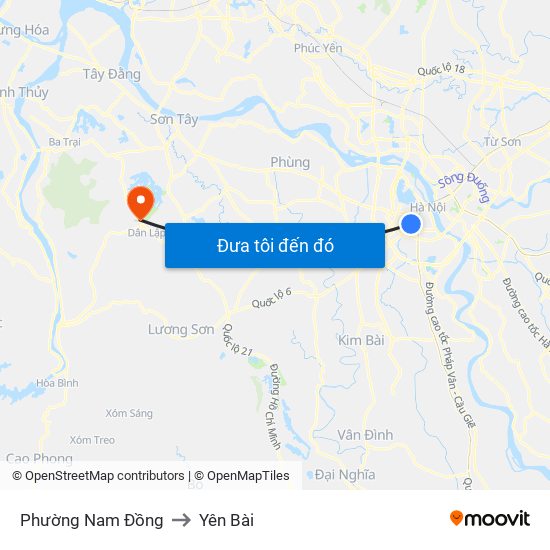 Phường Nam Đồng to Yên Bài map