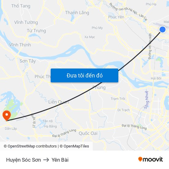 Huyện Sóc Sơn to Yên Bài map