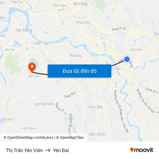 Thị Trấn Yên Viên to Yên Bài map