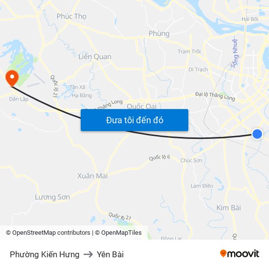 Phường Kiến Hưng to Yên Bài map
