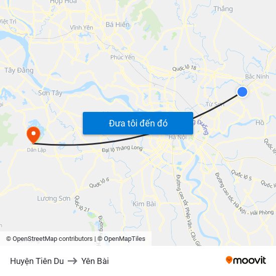 Huyện Tiên Du to Yên Bài map