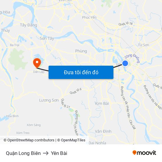 Quận Long Biên to Yên Bài map