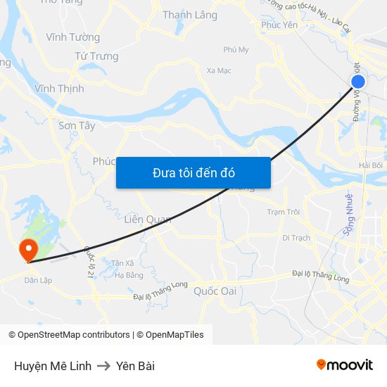 Huyện Mê Linh to Yên Bài map