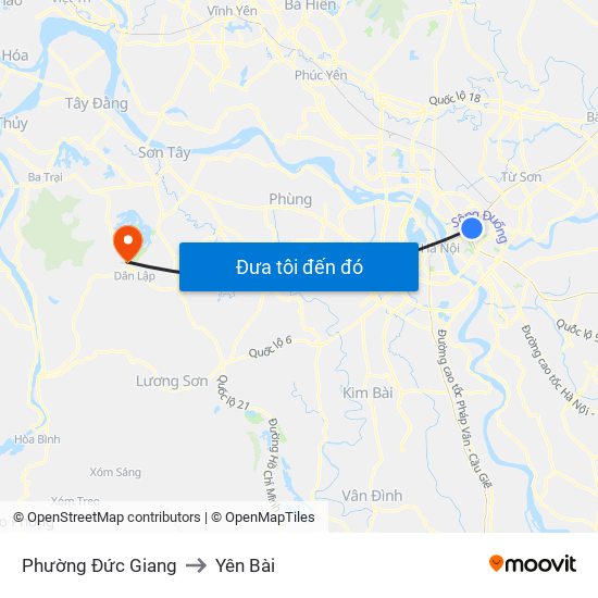 Phường Đức Giang to Yên Bài map