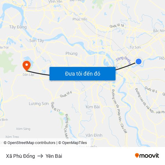 Xã Phù Đổng to Yên Bài map