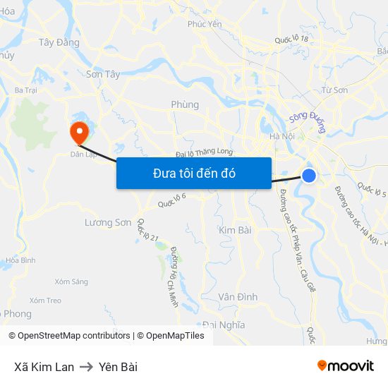 Xã Kim Lan to Yên Bài map