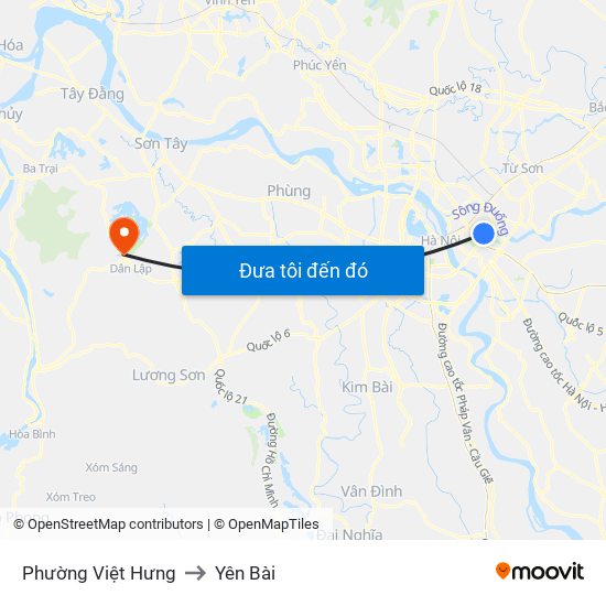 Phường Việt Hưng to Yên Bài map