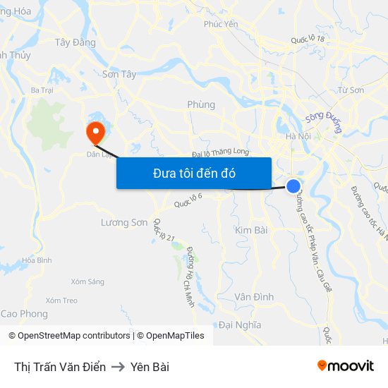 Thị Trấn Văn Điển to Yên Bài map