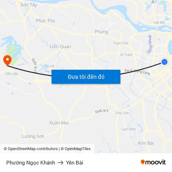 Phường Ngọc Khánh to Yên Bài map