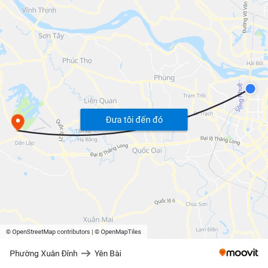 Phường Xuân Đỉnh to Yên Bài map