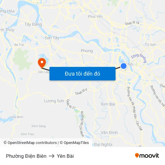 Phường Điện Biên to Yên Bài map