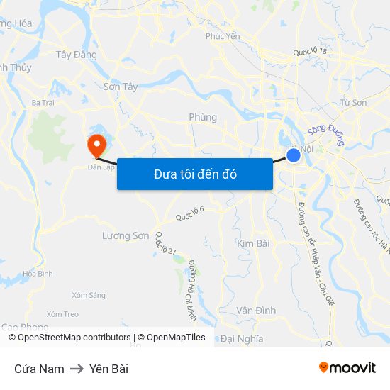 Cửa Nam to Yên Bài map