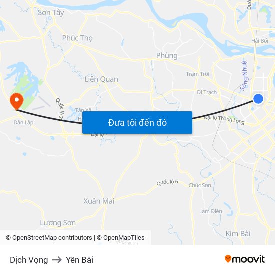 Dịch Vọng to Yên Bài map