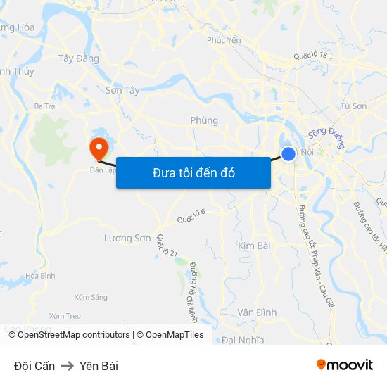 Đội Cấn to Yên Bài map