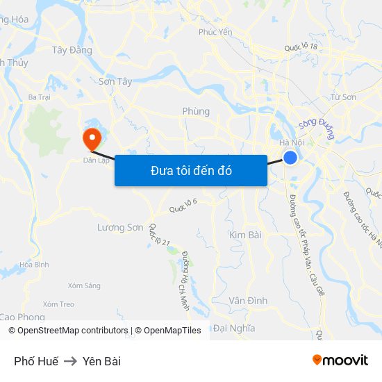 Phố Huế to Yên Bài map
