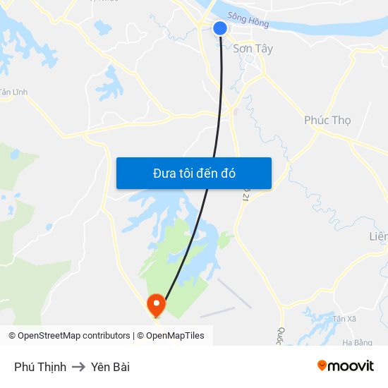 Phú Thịnh to Yên Bài map