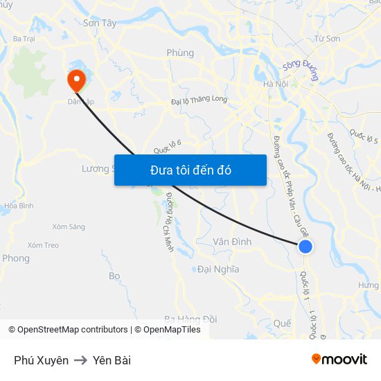 Phú Xuyên to Yên Bài map