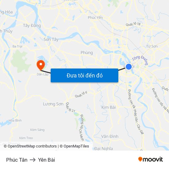 Phúc Tân to Yên Bài map