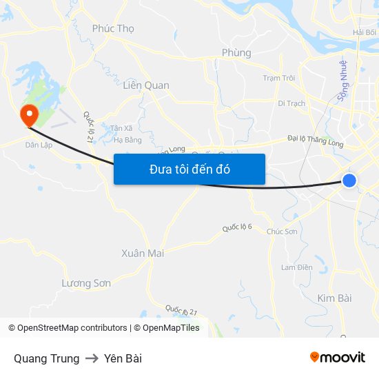 Quang Trung to Yên Bài map