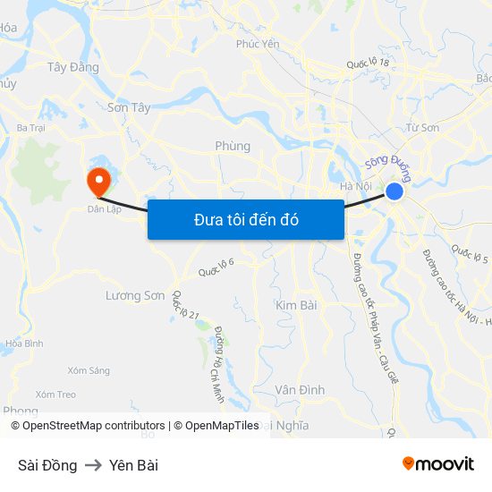 Sài Đồng to Yên Bài map