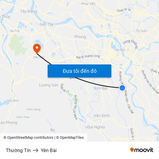 Thường Tín to Yên Bài map