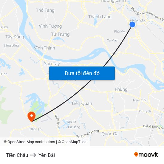 Tiền Châu to Yên Bài map