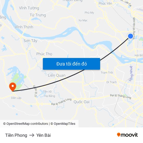 Tiền Phong to Yên Bài map