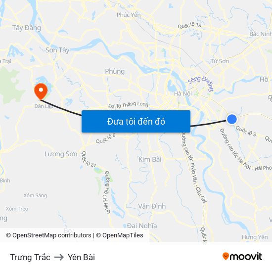 Trưng Trắc to Yên Bài map