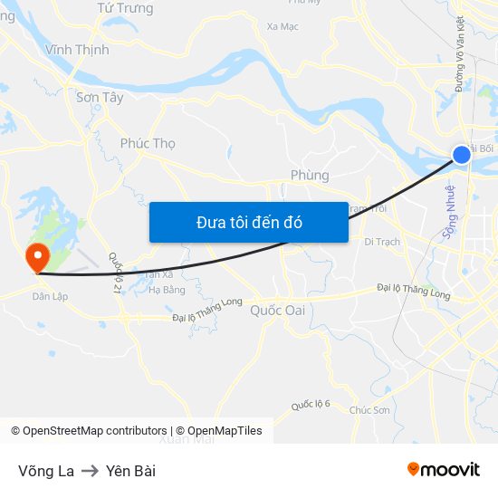 Võng La to Yên Bài map