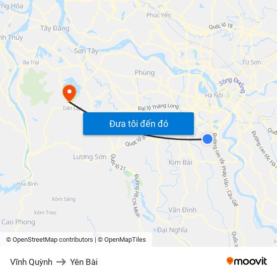 Vĩnh Quỳnh to Yên Bài map