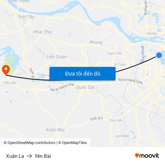 Xuân La to Yên Bài map