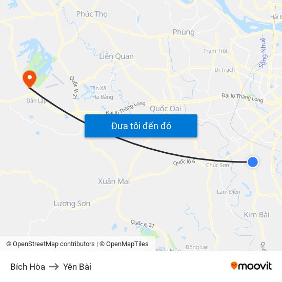 Bích Hòa to Yên Bài map