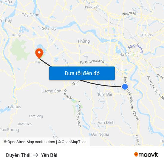 Duyên Thái to Yên Bài map