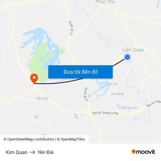 Kim Quan to Yên Bài map