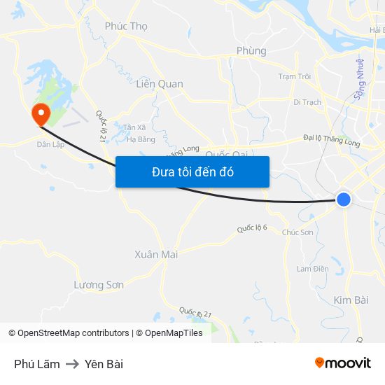 Phú Lãm to Yên Bài map