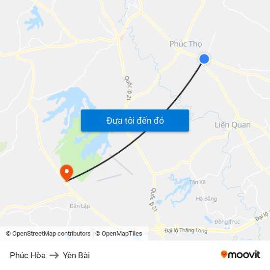 Phúc Hòa to Yên Bài map