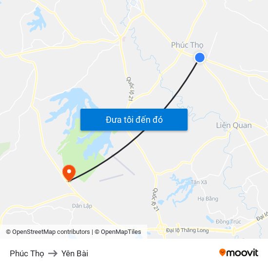 Phúc Thọ to Yên Bài map