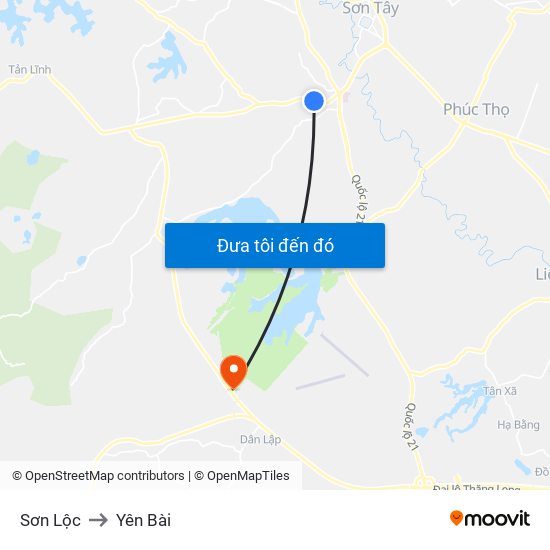 Sơn Lộc to Yên Bài map