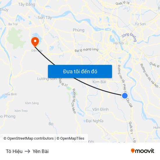 Tô Hiệu to Yên Bài map