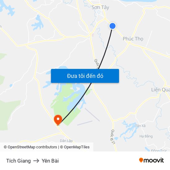 Tích Giang to Yên Bài map