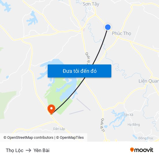 Thọ Lộc to Yên Bài map