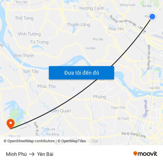 Minh Phú to Yên Bài map