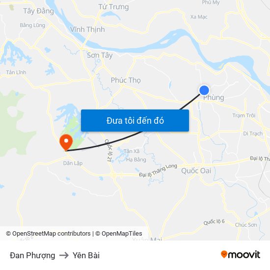 Đan Phượng to Yên Bài map