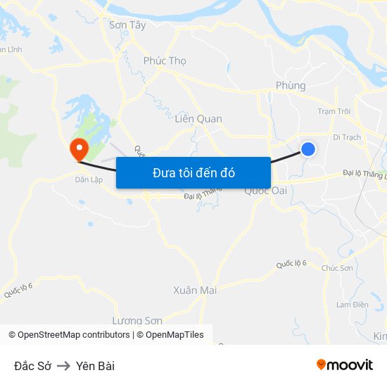 Đắc Sở to Yên Bài map