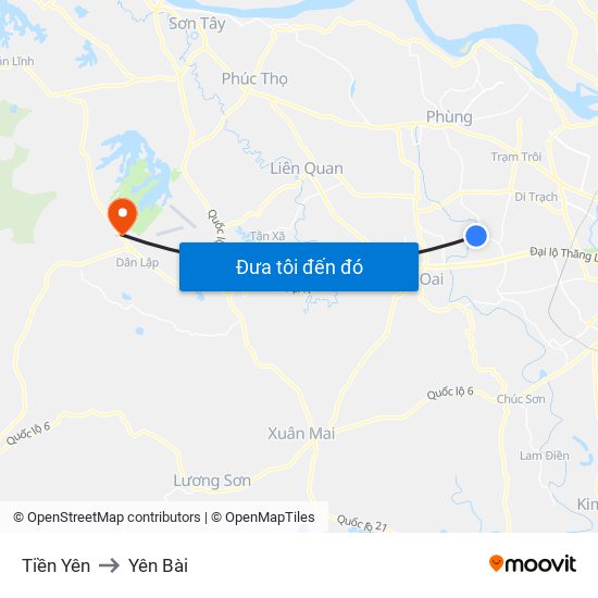 Tiền Yên to Yên Bài map