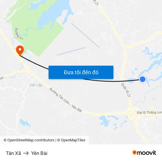 Tân Xã to Yên Bài map